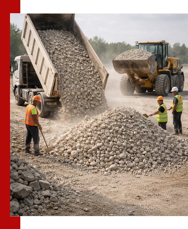 Доставка известнякового щебня фр. 40-70 в Лобне