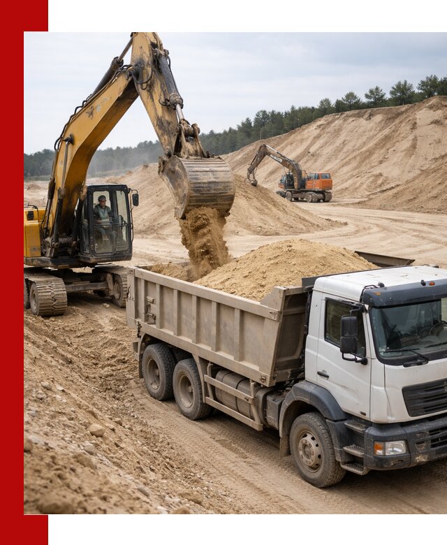 Доставка карьерного песка с самосвалами и разгрузкой в Лобне