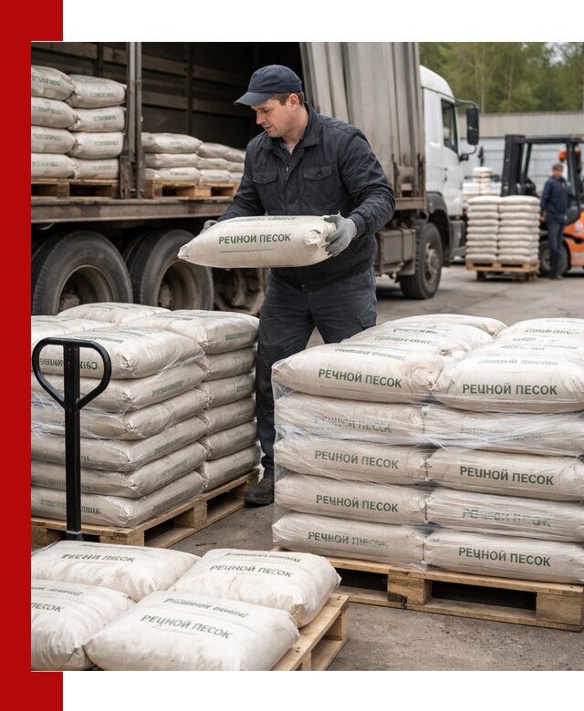 Речной песок в мешках с доставкой в Лобне