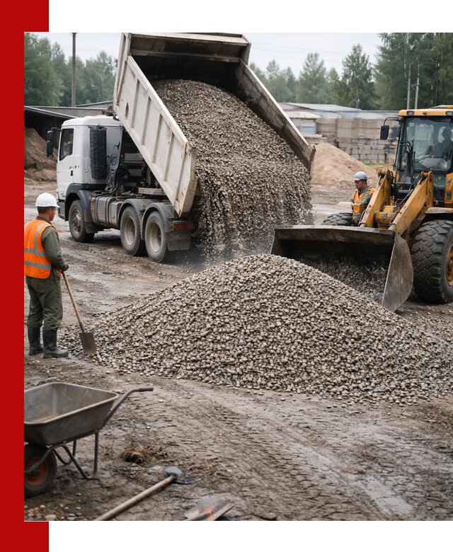 Мытый гравий с доставкой в Лобне от карьера до участка