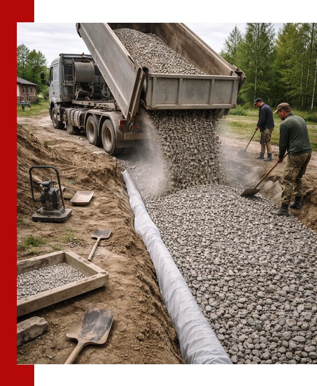 Гравий для дренажа с доставкой в Лобне качественный и недорогой