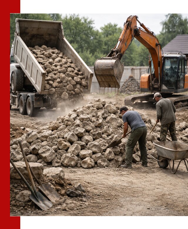 Доставка и разгрузка бутового камня в Лобне