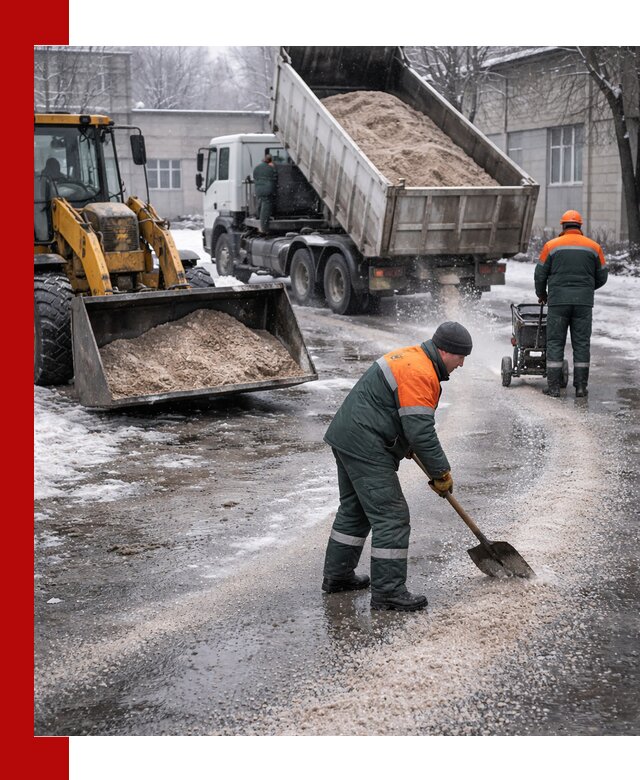 Реагент против гололеда с доставкой и нанесением в Лобне