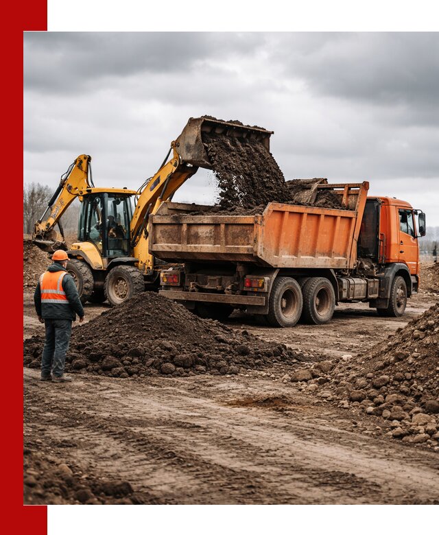 Вывоз грунта и строительного мусора в Лобне грузовыми самосвалами