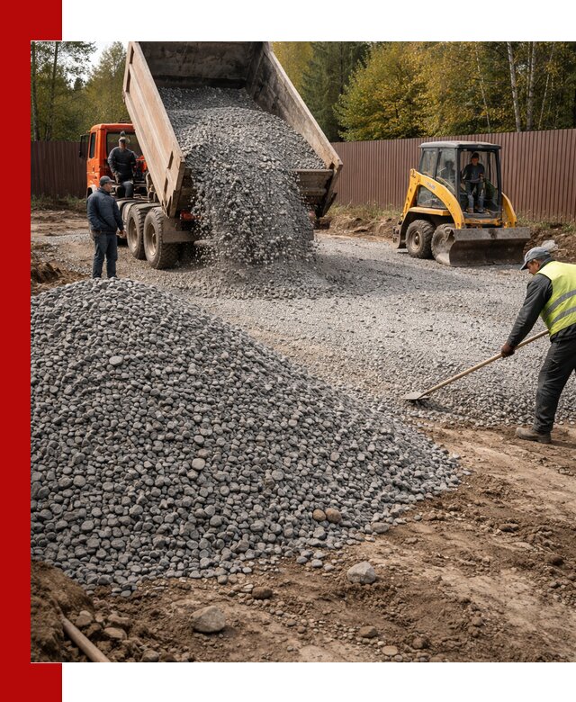 Отсыпка участка щебнем с доставкой и уплотнением в Лобне