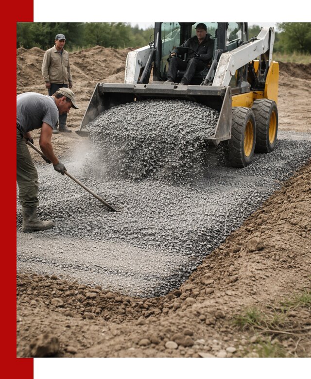 Устройство щебеночной подушки в Лобне для дорог и фундаментов